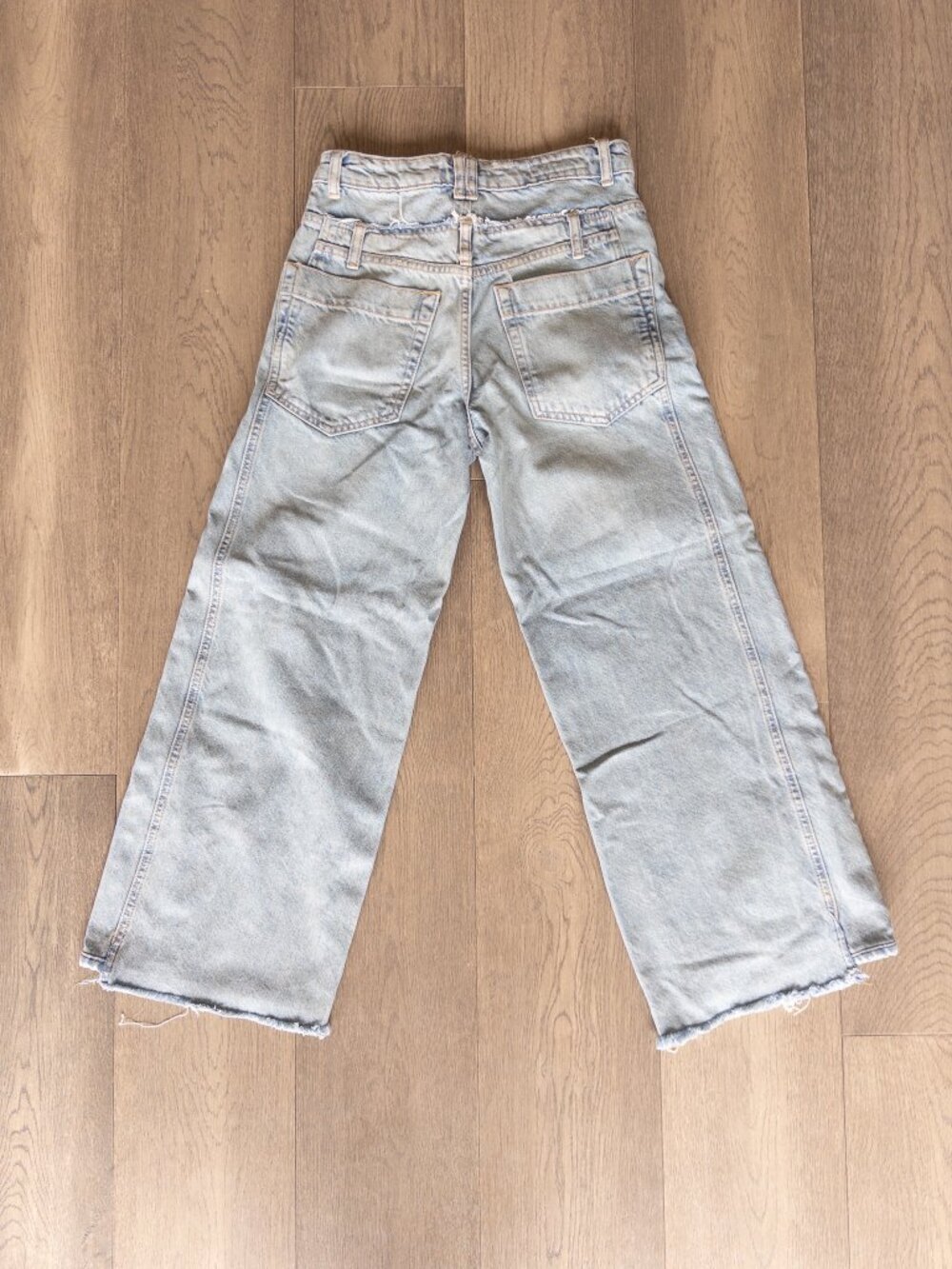 Zara Double Waistband Wide Leg Cropped Jeans Size 26 - Picture 5 of 7